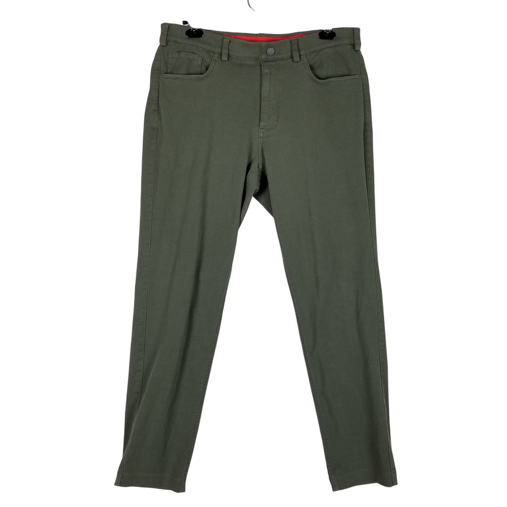 REDVANLY Trousers Mens Size L Olive Green Stretch Cotton Lyocell 5-Pocket Pants